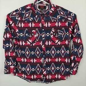 Rock & Roll Denim Aztec Western Pearl Snap Shirt Men's XL Southwest Rodeo Cowboy